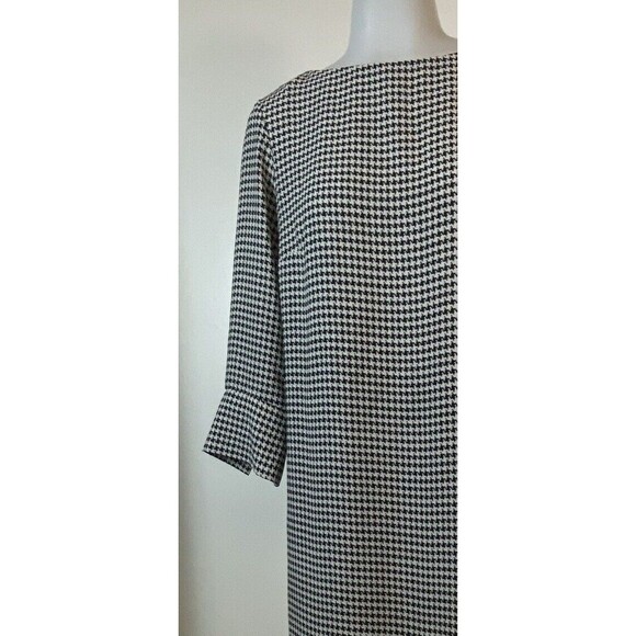 H&M Modern Chic Houndstooth Black & White Mini Shift Dress 3/4 Sleeve Size 6 Med - Picture 5 of 10